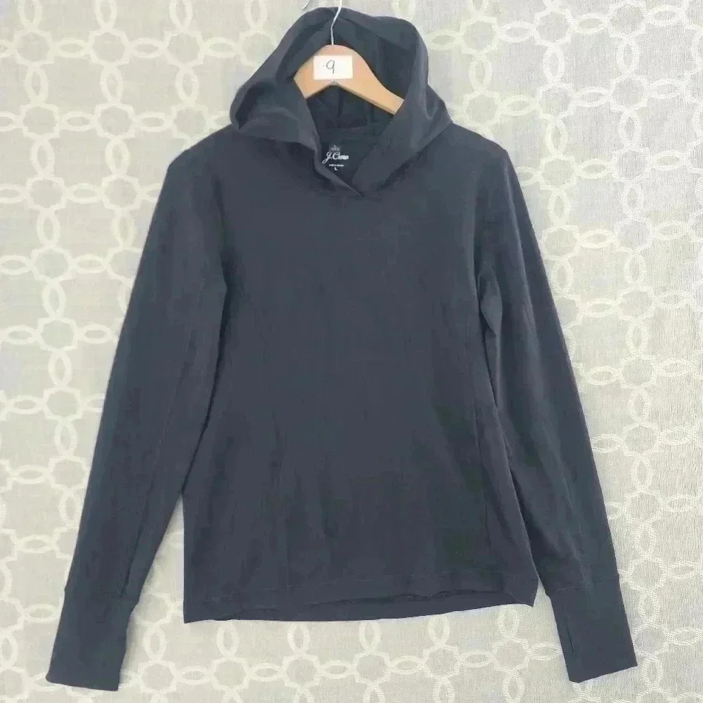 J. Crew Black Hooded Activewear Sweatshirt Women's L